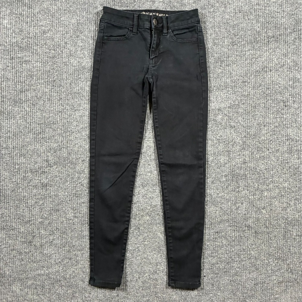 American Eagle Super Jegging Size 0 Regular Black Denim Next Level Stretch X